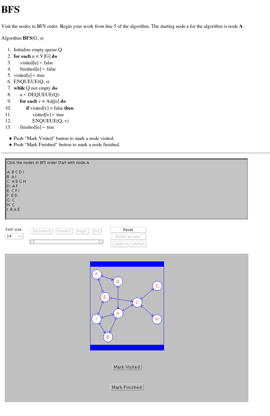 TRAKLA2 exercise page and the applet